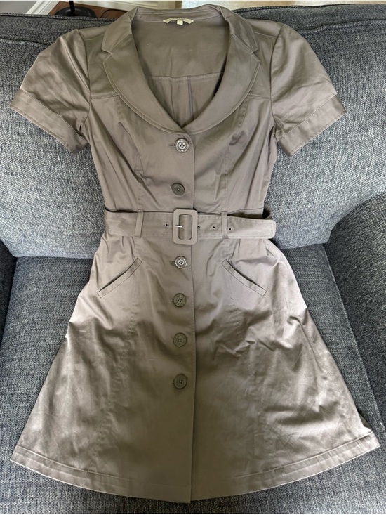 RW&CO. Dresses & Skirts - Belted Short-Sleeve Shirt Mini Dress in Taupe
